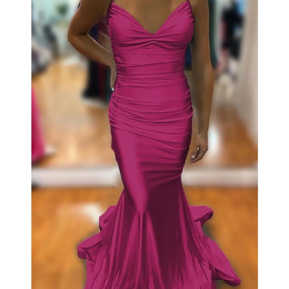 Pink mermaid prom dress